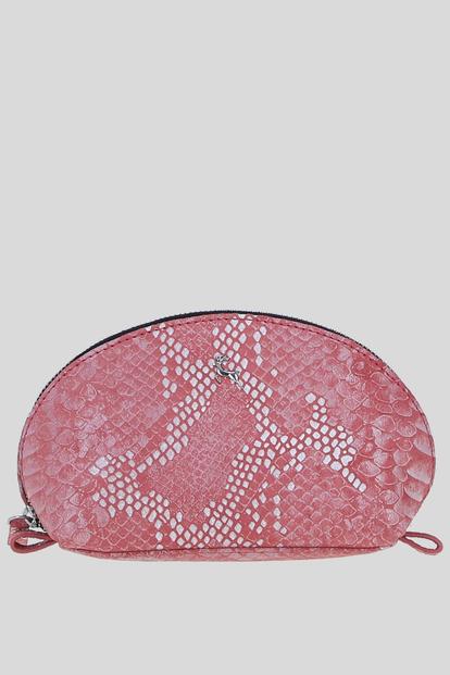 Pink 'Philippa' Real Leather Makeup Bag