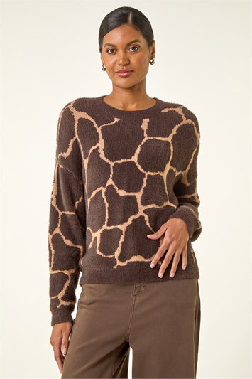 Fluffy Animal Print Knit Jumper 16222119