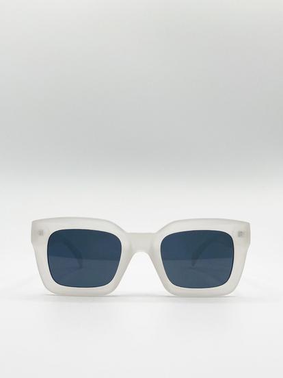 Black Oversized Matte Clear Frame Cat Eye Sunglasses
