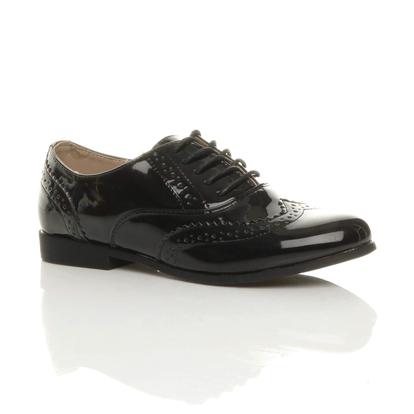 Black Flat Lace Up Oxfords Brogues