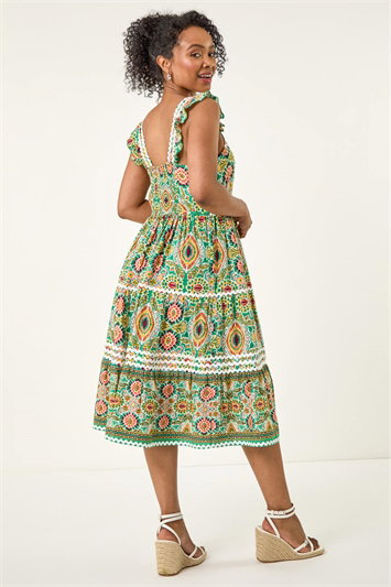 Petite Abstract Frill Ric Rac Midi Dress 14688134