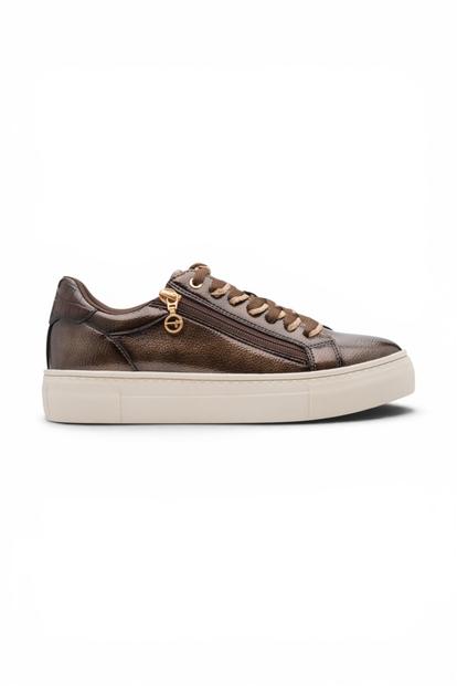 Brown Faux Leather Sneakers - 23313