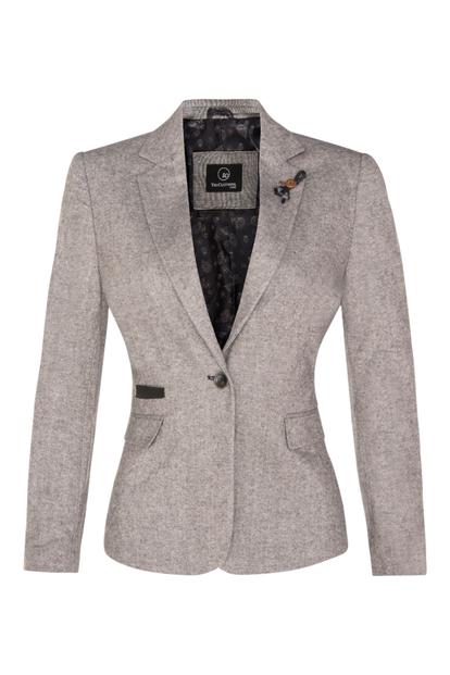 Grey Tweed 1920S Herringbone Light Grey Blazer