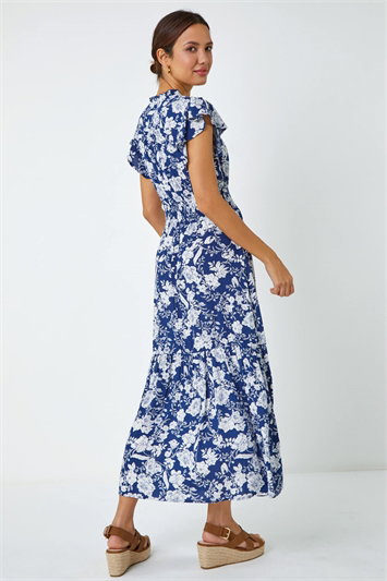 Floral Print Frill Detail Midi Dress 14263560