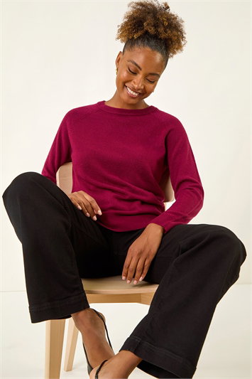 Red Plain Soft Crew Neck Jumper