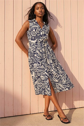 Petite Abstract Midi Shirt Dress 14748160