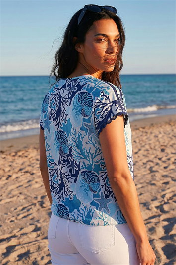 Marine Print Ric Rac Trim Top 19511609