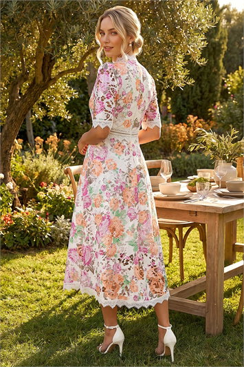 Floral Lace Midi Dress 14720194
