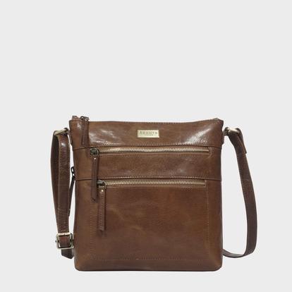 Purple 'Cori' Polished Vegetable Tanned Real Leather Crossbody Bag