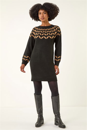 Chevron Stretch Knit Jumper Dress 14462316