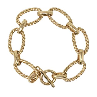 Metallic 18Ct Gold Vermeil Textured Paperclip Link Bracelet