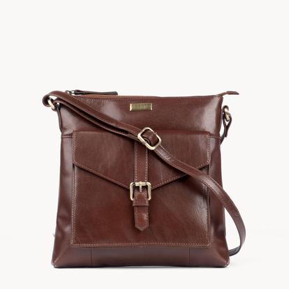Brown 'Hoxton' Vintage Real Leather Crossbody Sling Bag