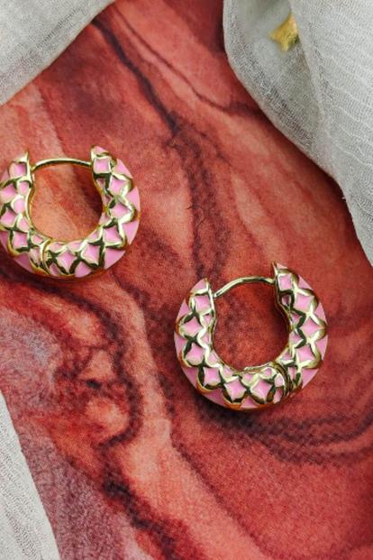 Pink The Colourful Aura Enamel Huggie Hoops - Multicolour