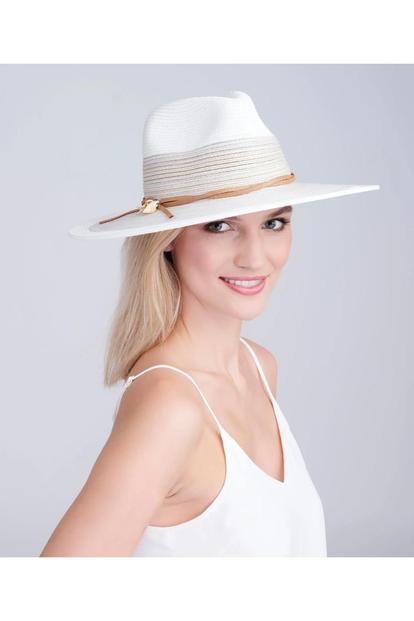 Cream Caprini - Metallic Stripe Fedora - Beige