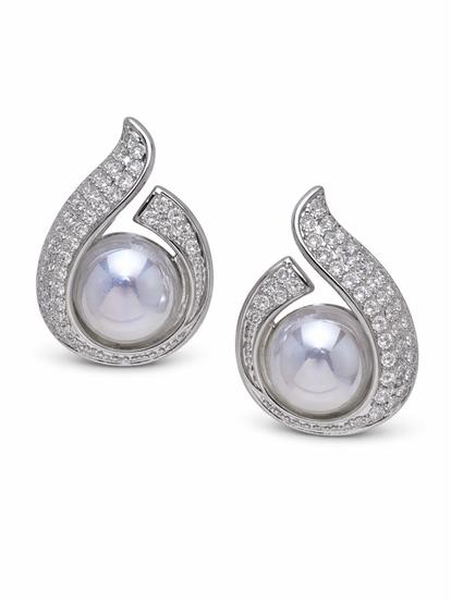 Metallic Swirl Opalescent Stone Stud Earrings