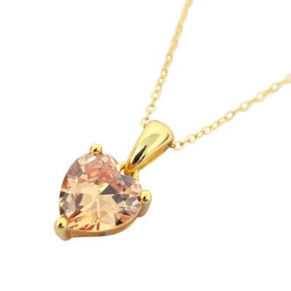Metallic Citrine November Birthstone Love Heart Pendant Necklace