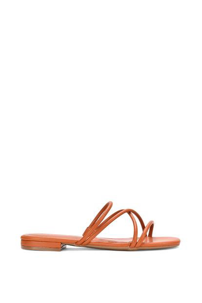Black 'Suzzie' Strappy Flat Slip On Square Toe Slider Mule Sandals