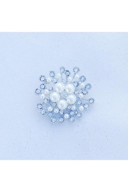 Metallic Vintage Brooch With Pearl And Crystal