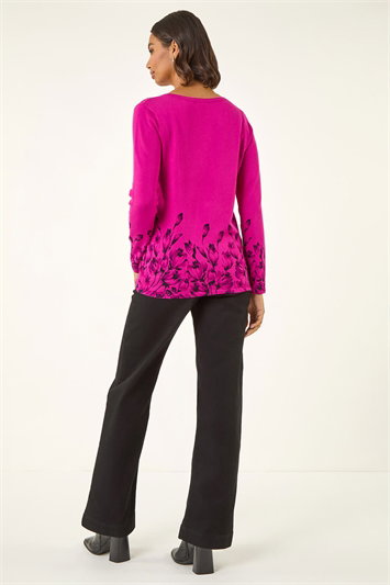 Embellished Floral Print Knit Jumper 16212251