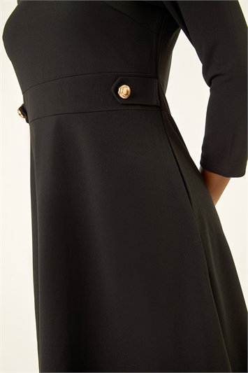 Dark Grey Ditsy Floral Fit & Flare Wrap Dress | Roman UK