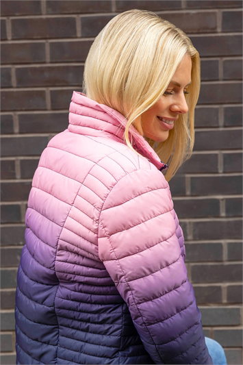 Purple Ombre Funnel Neck Padded Coat