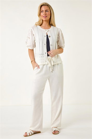 Petite Embroidered Sleeve Knit Cardigan 16179794
