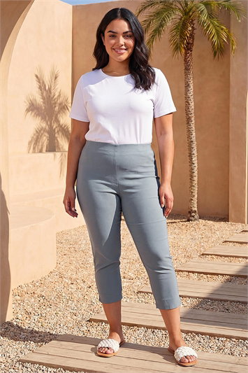 Green Curve Cropped Stretch Trouser