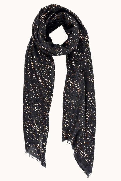 Black Gold Speckle Lightweight Foil Scarf