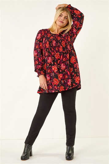 Curve Floral Print Stretch Top 19438278