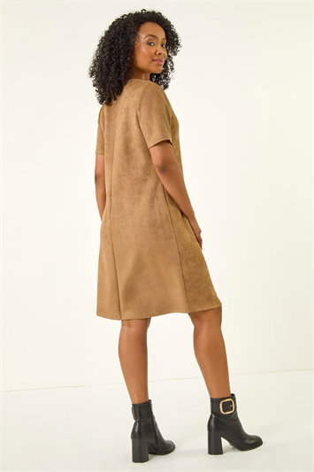 Petite Faux Suede Stretch Shift Dress 14733189