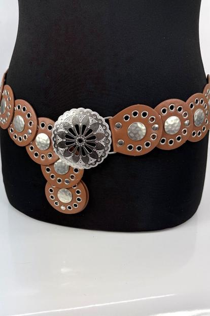 Brown Large Eyelet Disc Belt