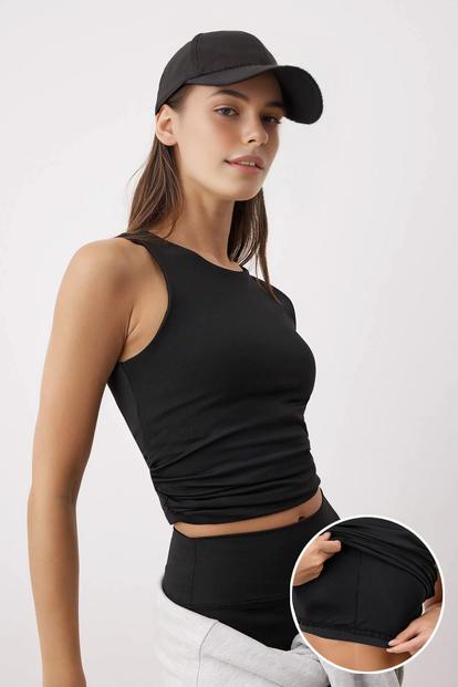Black Double-Layer High Neck Longline Supportive Sports Bra