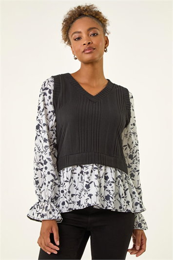 Floral Mock Shirt Jumper 19454108
