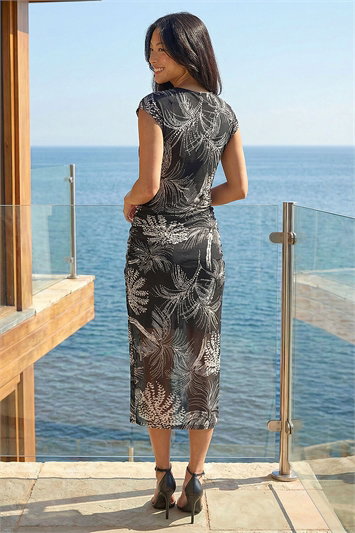 Petite Abstract Print Gathered Stretch Dress 14849708