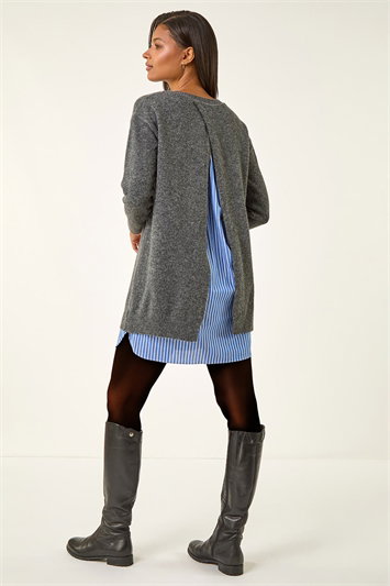 Mock Shirt Knitted Dress 14765436
