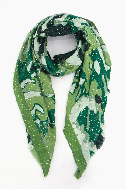 Green Gold Foil Lightweight Scarf