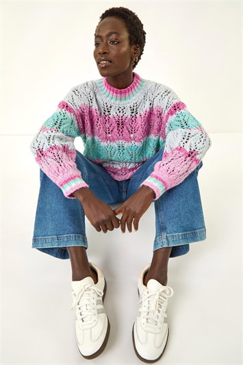 Pink Ombre Stripe Knit Jumper