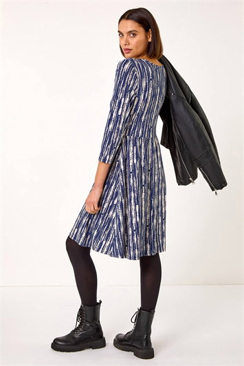 Tie Dye Button Detail V-Neck Dress 14628260