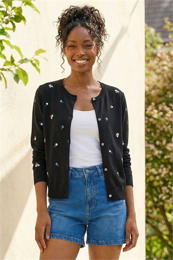 Floral Embroidered Knit Cardigan 16326408