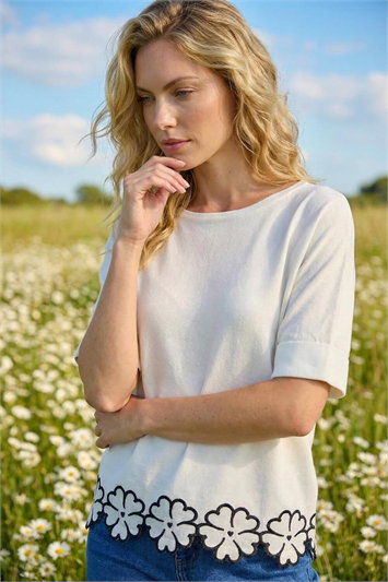 Floral Trim Knit Top 16331538