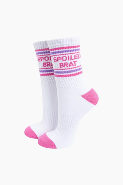 White Spoiled Brat Novelty Cotton Sports Socks
