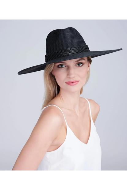 Black Sasha - Wide Brim Straw Hat - Black