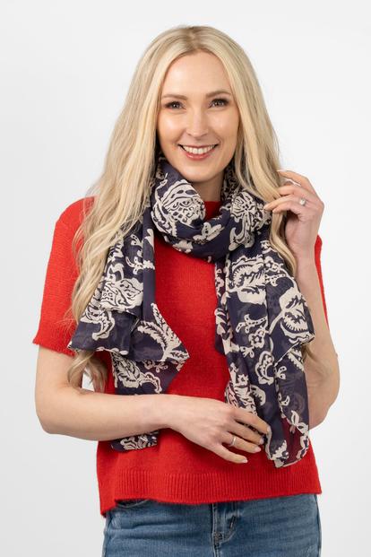 Multi Floral Cotton Lightweight Scarf
