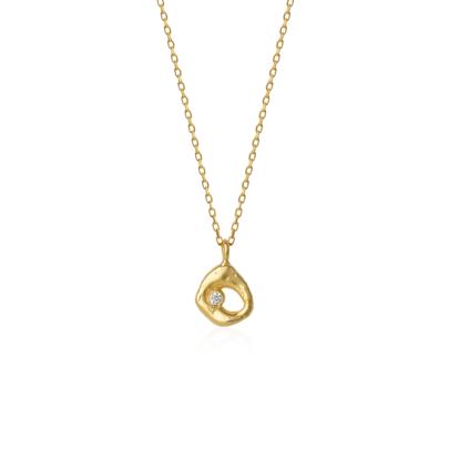 Metallic Dripping Molten Natural Textured Sterling Silver Authentic Pendant Necklace