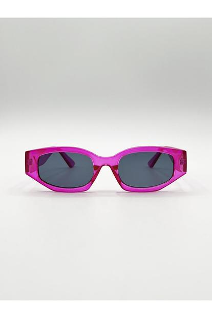 Pink Angular Sunglasses In Translucent Hot Pink