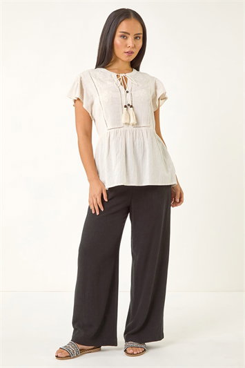 Petite Embroidered Tassel Tie Top 20203538