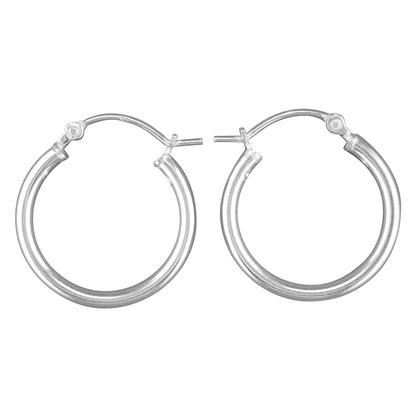 Metallic Sterling Silver 20Mm Sleeper Creole-Hinged Hoop Earrings