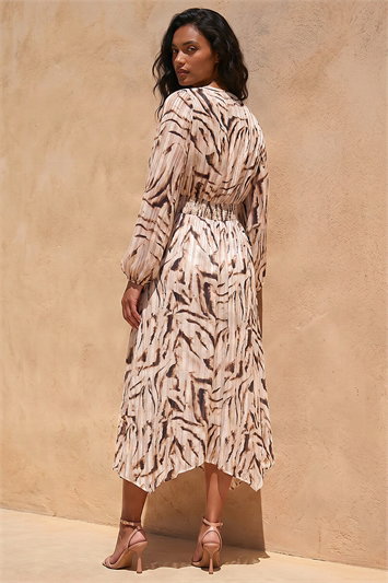 Zebra Print Twist Front Midi Dress 14917559