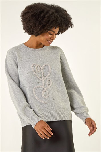 Embellished Heart Knit Jumper 16224744