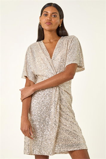 Sequin Twist Front Stretch Dress 14789585